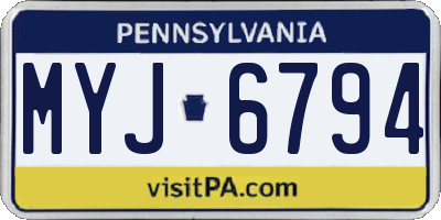PA license plate MYJ6794