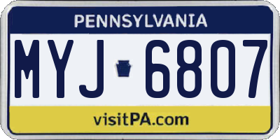 PA license plate MYJ6807