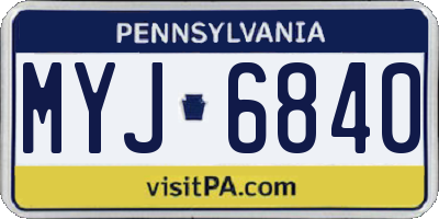 PA license plate MYJ6840