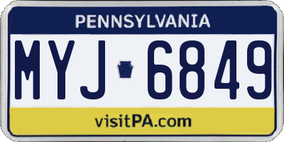 PA license plate MYJ6849