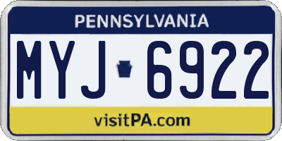 PA license plate MYJ6922