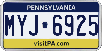PA license plate MYJ6925