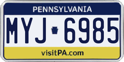 PA license plate MYJ6985
