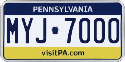 PA license plate MYJ7000