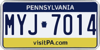 PA license plate MYJ7014