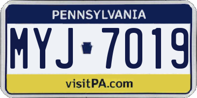 PA license plate MYJ7019