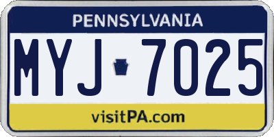PA license plate MYJ7025