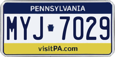 PA license plate MYJ7029