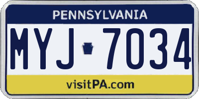 PA license plate MYJ7034
