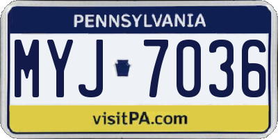 PA license plate MYJ7036