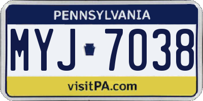 PA license plate MYJ7038