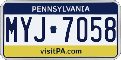 PA license plate MYJ7058