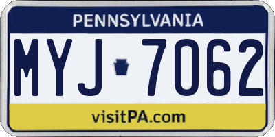 PA license plate MYJ7062