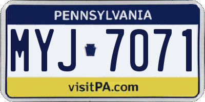 PA license plate MYJ7071