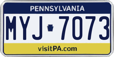 PA license plate MYJ7073