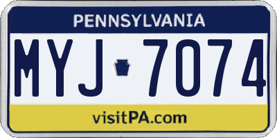 PA license plate MYJ7074