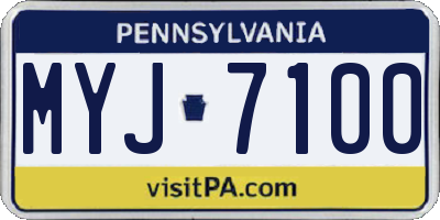 PA license plate MYJ7100