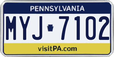 PA license plate MYJ7102