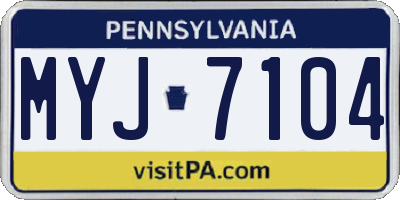 PA license plate MYJ7104