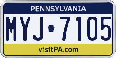 PA license plate MYJ7105