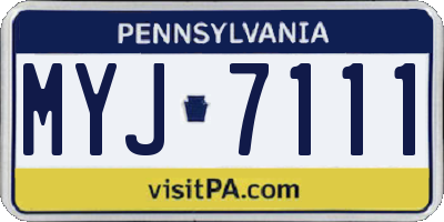 PA license plate MYJ7111