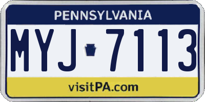 PA license plate MYJ7113