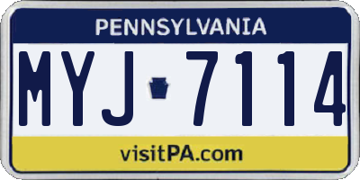 PA license plate MYJ7114