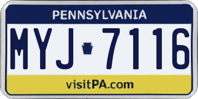 PA license plate MYJ7116