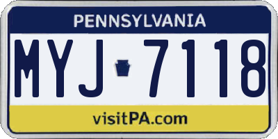 PA license plate MYJ7118