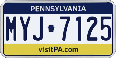 PA license plate MYJ7125