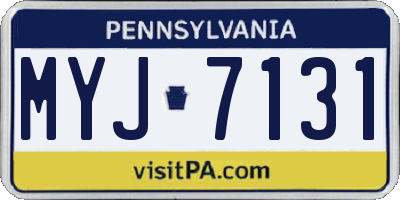 PA license plate MYJ7131