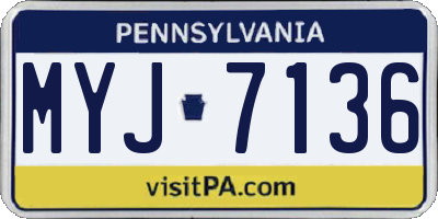 PA license plate MYJ7136