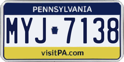 PA license plate MYJ7138