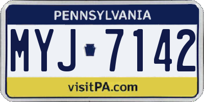PA license plate MYJ7142