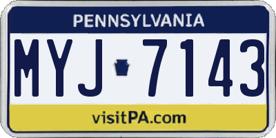 PA license plate MYJ7143