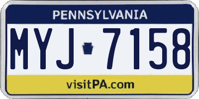 PA license plate MYJ7158