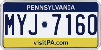 PA license plate MYJ7160