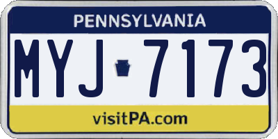 PA license plate MYJ7173