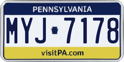 PA license plate MYJ7178