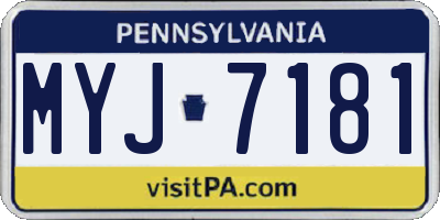 PA license plate MYJ7181