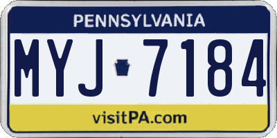 PA license plate MYJ7184