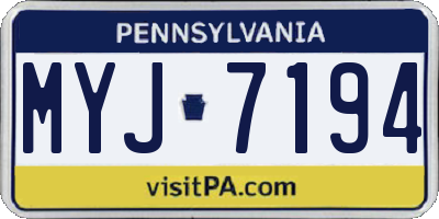 PA license plate MYJ7194