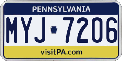 PA license plate MYJ7206