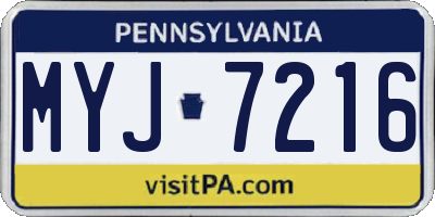 PA license plate MYJ7216
