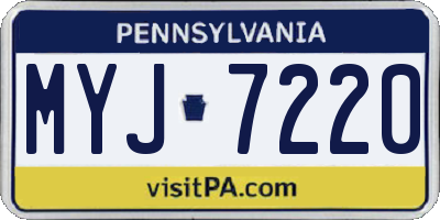 PA license plate MYJ7220