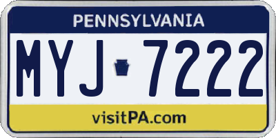 PA license plate MYJ7222