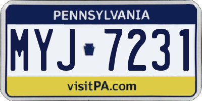 PA license plate MYJ7231