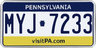 PA license plate MYJ7233