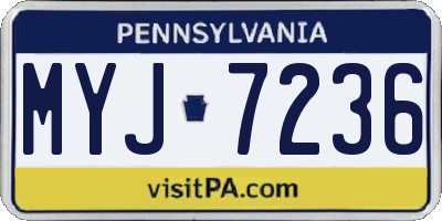 PA license plate MYJ7236