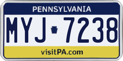 PA license plate MYJ7238